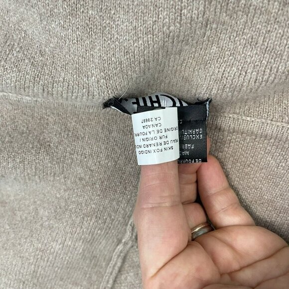 Mitchie's 100%Wool Hooded Poncho Cape Fox Fur Trim Beige Tan Coat - Picture 16 of 16